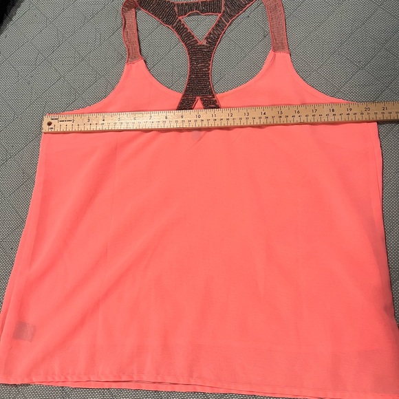 Charlotte Russe Coral Pink Sleeveless Top embellishments with beads. - Picture 3 of 7